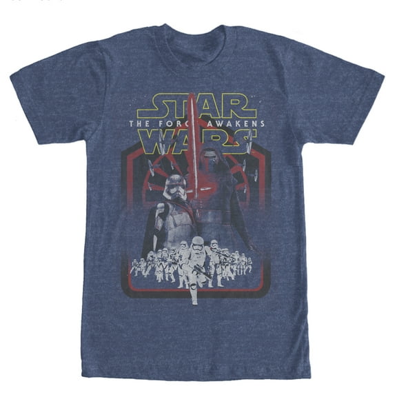 Men's Star Wars The Force Awakens Kylo Ren and Stormtroopers  Graphic Tee Navy Blue Heather X Large