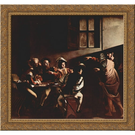 Calling of Saint Matthew 24x20 Gold Ornate Wood Framed Canvas Art by Caravaggio