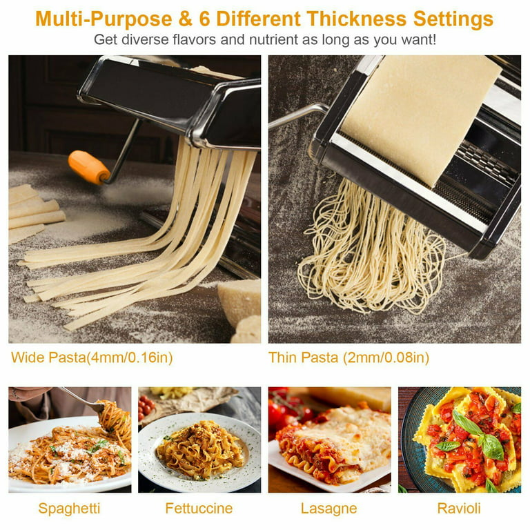 Create Perfect Pasta Every Time with Stainless Steel Pasta Maker - Lasagna,  Spaghetti, Tagliatelle, and Ravioli Roller Machine 