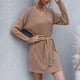 thumbnail image 4 of Vestido de suéter de punto para mujer Nikou con lazo en la cintura y Cuello en V, 4 of 7