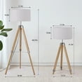 thumbnail image 4 of 58'' Tripod Floor Lamp, Height Adjustable Rubber Wood Standing Lamp with Foot Switch for Living Room, Bedroom, Office, White, 4 of 10