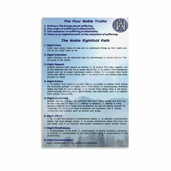 The Noble Eightfold Path The Four Noble Truths Buddhist Poster Canvas Painting Posters And Prints Wall Art for Living Room Bedroom Decor