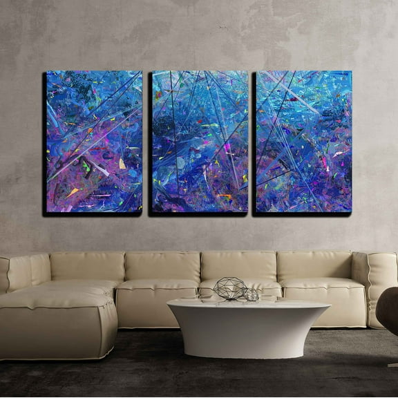 wall26 - 3 Piece Canvas Wall Art - Abstract Canvas, Galaxy - Modern Home Art Stretched and Framed Ready to Hang - 16"x24"x3 Panels