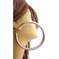 thumbnail image 4 of Extra Large 4.5 inch Hoop Earrings Silver tone Pipe Round Hoops, 4 of 4