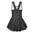thumbnail image 5 of COEQINE Girls Swim Dress One Piece with Skirt & Liner, Scoop Neck Wide Strap V-Back Swimsuit, Cute Beachwear for Kids Ages 6-7, Polyester Spandex Blend, Black Leopard Print, 5 of 8