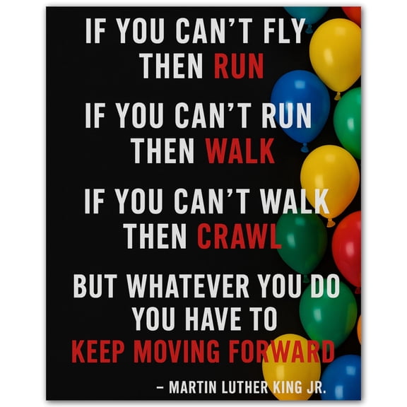 If You Can't Fly Then Run Wall Art Motivational Poster Print - Inspirational Quote for Office Bedroom Classroom Gym - Positive Message Decor for Men Women Teens - Wall Poster