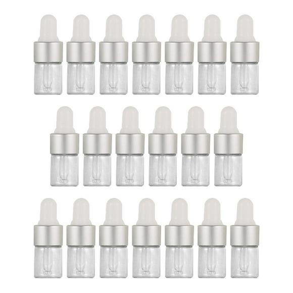 20x Frascos cuentagotas de vidrio vacíos, a prueba de fugas con goteros de vidrio de viaje para líquidos Aceites corporales , Plata 1ml Macarena Frascos cuentagotas