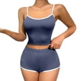 thumbnail image 3 of 2 Pack ylioge 2X-4X Plus Size Short Pajama Sets for Women 2 Piece Trendy Solid Color Stretchy Slim Sleeveless Tank Tops and Shorts Homewear Pajamas Suits Set, 3 of 8