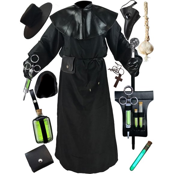 Capa negra de Costume Absolute Vibe Plague Doctor, talla grande