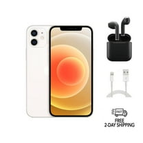 Pre-Owned Apple iPhone Bundle iPhone 12 with Wireless Earbuds & Cable (Unlocked), White, 64GB
