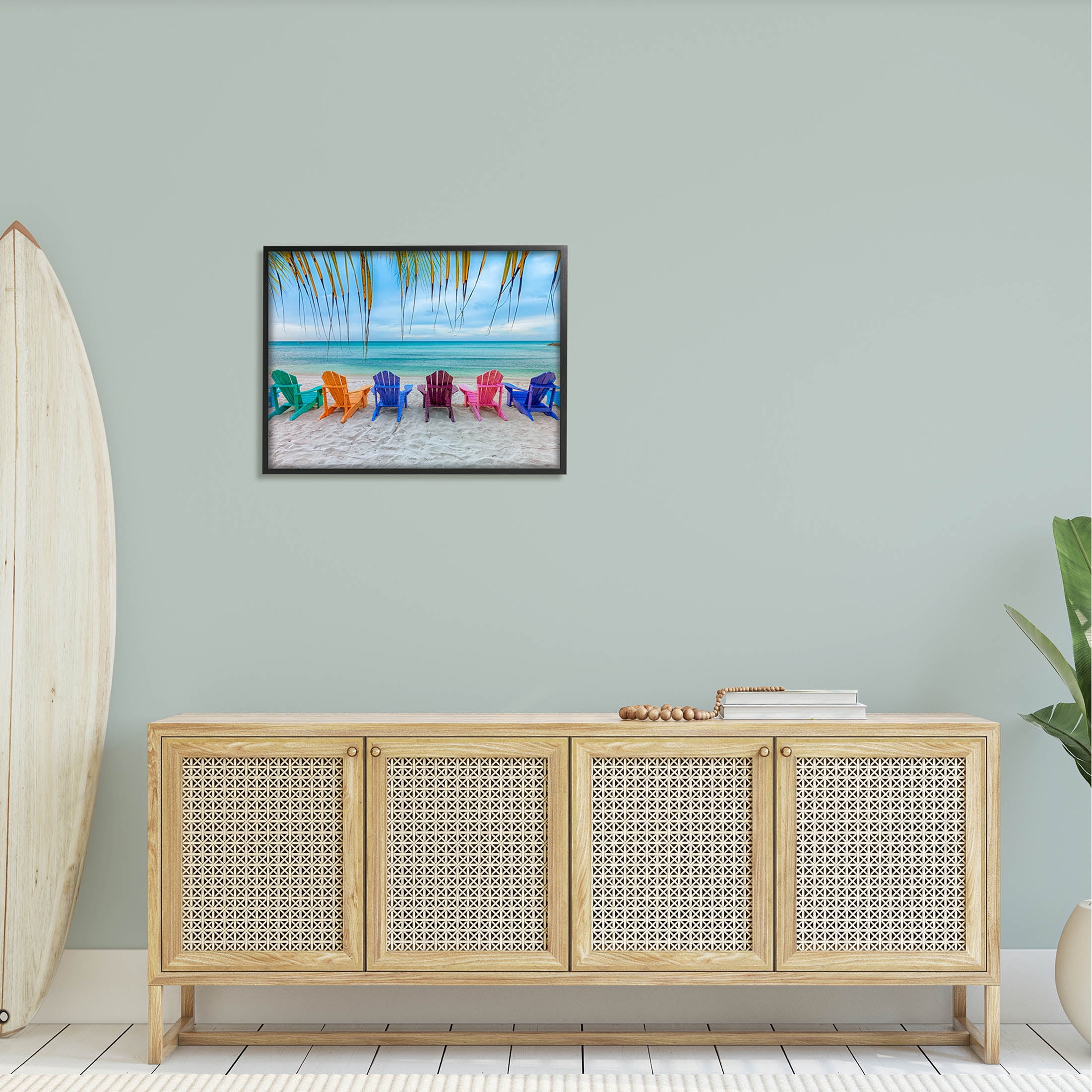 Stupell Industries Picturesque Tropical Summer Beach Photograph Black Framed Art Print Wall Art, Design by Mary Lou Photography