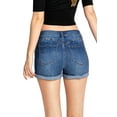 thumbnail image 3 of Wax Jean Women's Juniors High Rise Eco-Friendly Denim Shorts (Medium Denim, M), 3 of 5