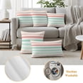 thumbnail image 5 of Outdoor Pillow Covers 20x12 Set of 2, Peach Pink Green Ombre Waterproof Patio Throw Pillow Covers for Couch Sofa Chair, Farmhouse Stripe Modern Decorative Pillowcases for Throw Pillows, 5 of 9