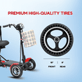 thumbnail image 3 of Travel Folding 4 Wheel Electric Wheelchair - All Terrain Compact Mobility Scooter with Front Basket - Red, 3 of 11
