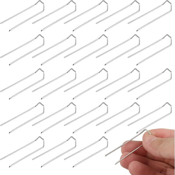 Floral Pins for Foam,Bexikou 200Pcs 1.7 Inch Stainless Steel Greening Pins Floral U-Pin Fern Pin for Straw Wreath Holiday Arrangement (Silver)