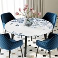 thumbnail image 5 of Elastic Fitted Round Tablecloth, Blue Leaves Waterproof Stretch Table Cover for 55"-60" Tables, Summer Botanical Washable Outdoor Tablecloths for Patio, Picnic, Camping, 5 of 9