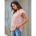 thumbnail image 6 of Womens Blouse V Neck Ruffle Sleeve Flowy Shirts Dressy Casual Cute Summer Tops Pink S, 6 of 9