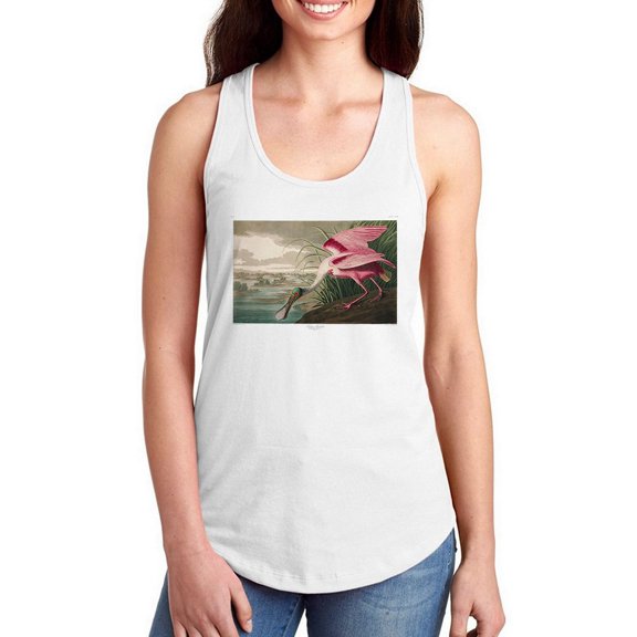 Roseate Spoonbill Racerback Tank Women -John James Audubon Designs, Female XX-Large