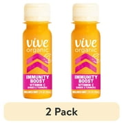 (2 pack) Vive Organic Immunity Boost Shot, Vitamin C, Ginger and Turmeric Wellness Shot, 2 fl oz Bottle