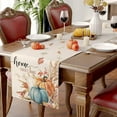 Easytoclean 1 PCS Fall Table Runner Watercolor Pumpkin Autumn