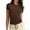 Brown, variant on Womens t-shirts Y2K trendy slim fit crew neck short sleeve ribbed pulllover tops sexy street style comfortable pullover tops