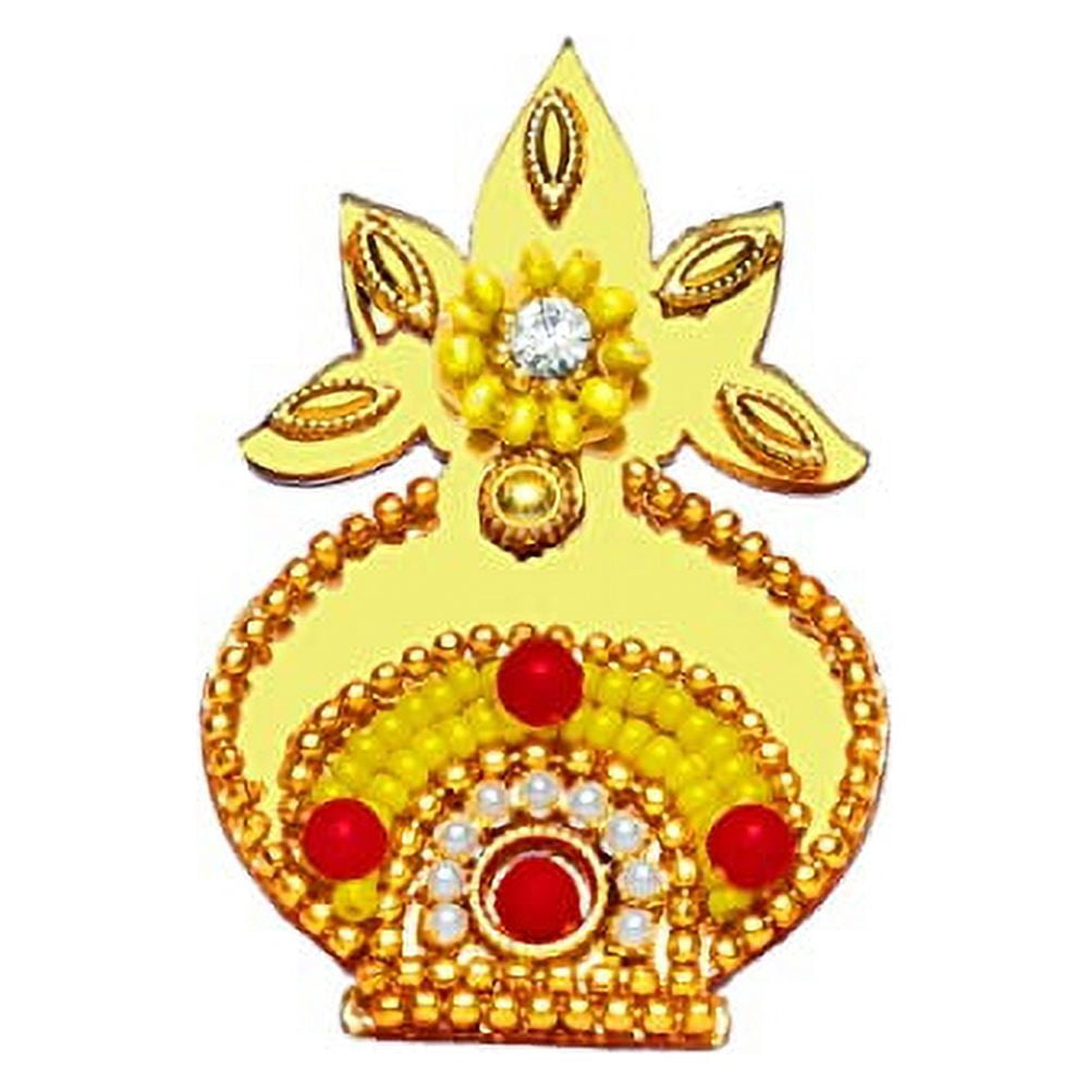 Laxmi Charan Paduka Feet Pagla with Kalash Stickers Sticker Item for Indian Puja Wedding & Festival Decorations Door House Office Temple Gift Gifts Return/Good Luck ( 1 Pair Charan )