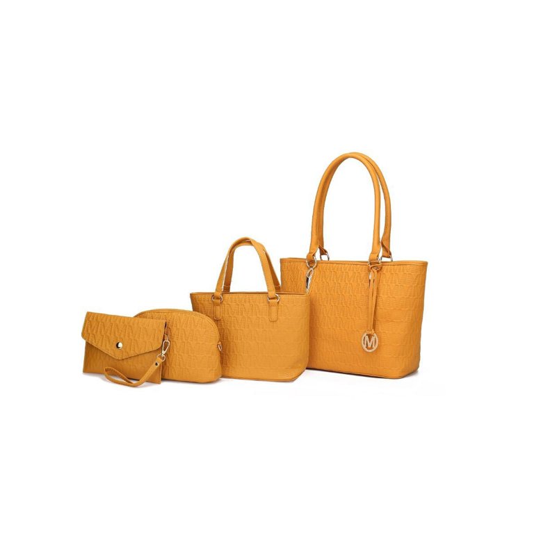 MKF Collection Edelyn Signature M-Embossed 4-Piece Tote Handbag 