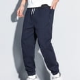 thumbnail image 2 of FRSASU Loose Cargo Pants for Men Stretch Cotton Versatile Elastic Waist Athletic Hiking Golf Pants with Pockets Blue, 2 of 5