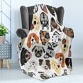 thumbnail image 4 of Dogs Soft Flannel Fleece Blanket, Graphic Faces of Various Different Dog Breeds Funny Happy Puppies Illustration Pattern, Cozy Plush for Indoor and Outdoor Use, 50" x 70", Multicolor, by Ambesonne, 4 of 5