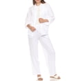 thumbnail image 2 of White Mark Women's 2-Piece Oversize Long Sleeve Button Down Cotton Linen Gauze Lounge Beach Set, 2 of 7