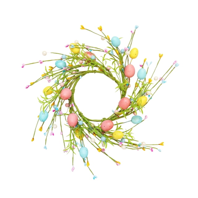 A Easter Egg Wreath Door Hanging With Colorful Eggs And Berries Plastic For Spring Home Decor 11.81 Inches