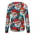 thumbnail image 7 of jjayotai Women's 3D Ugly Christmas Sweater, Plus Size Vintage Colorful Santa Print Sweatshirt, Plus Size Retro Santa Long Sleeve Tunic Blouses for Women Gift Light Blue XL, 7 of 7
