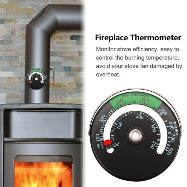 Poêle Thermomètre Jauge magnétique pour cheminée Poêle à bois Conduit de  fumée Log Heat Pipe 100 ~ 900