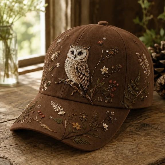 Women's Baseball Cap Embroidered Floral Hat, Vintage Breathable Adjustable Dad Hat, Garden Sun Cap