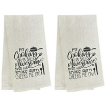 My Cooking is so Awesome Even The Smoke Alarm Cheers me on!, Two-Piece 100% Cotton Flour Sack Kitchen Towels Size: 15 X 25 Inch.