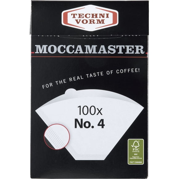 Filtros de café Moccamaster N.º 4 de papel blanco, 100 unidades