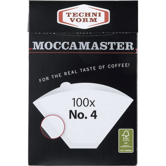 Filtros de café Moccamaster N.º 4 de papel blanco, 100 unidades