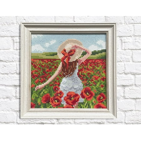 UPC: 4630103943759 | Diamond Painting Kit Poppy Field Crafting Spark 7.9 x 7.9 in CS2627 Girl Red Flower Sky Embroidery