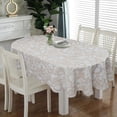 thumbnail image 2 of Oval Tablecloth 52 x 70 Inch Beige, Vintage Floral Tablecloth for Oval Table, Fabric Wrinkle Free Washable Waterproof Retro Tablecloth Oval Table Cloth for Kitchen Dining Room Table, 2 of 5