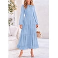 thumbnail image 4 of Vestido largo PRETTYGARDEN para mujer, elegante, con lunares suizos, azul claro, 4 of 9