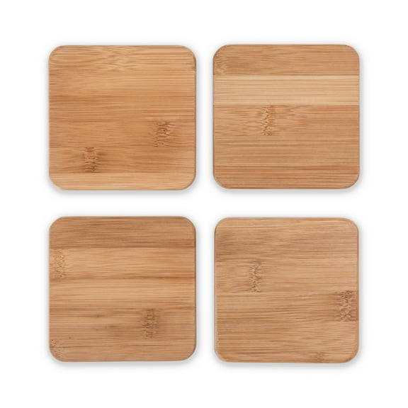 True Stack Bamboo Drink Coasters for Cocktails, Sodas, Table Décor Set of 4
