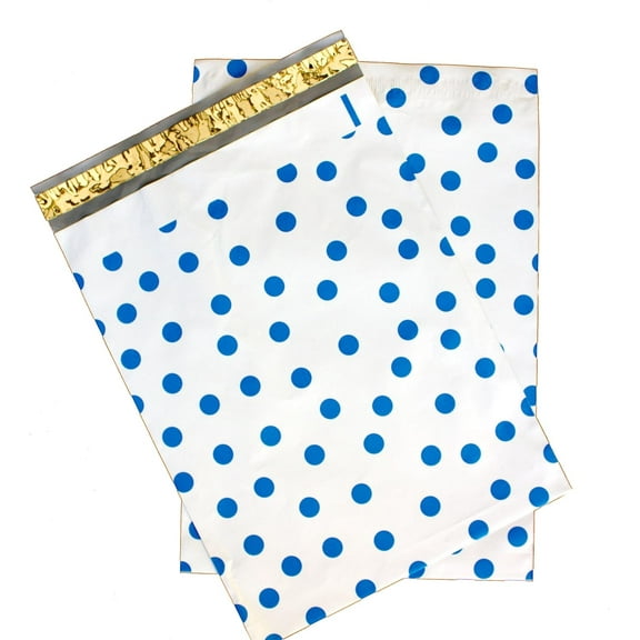 x 13" Blue Polka Dot -Flat Mailers, Self Sealing Flat Envelope Mailers, Business Envelopes, Mailer Bags (100 Pack)