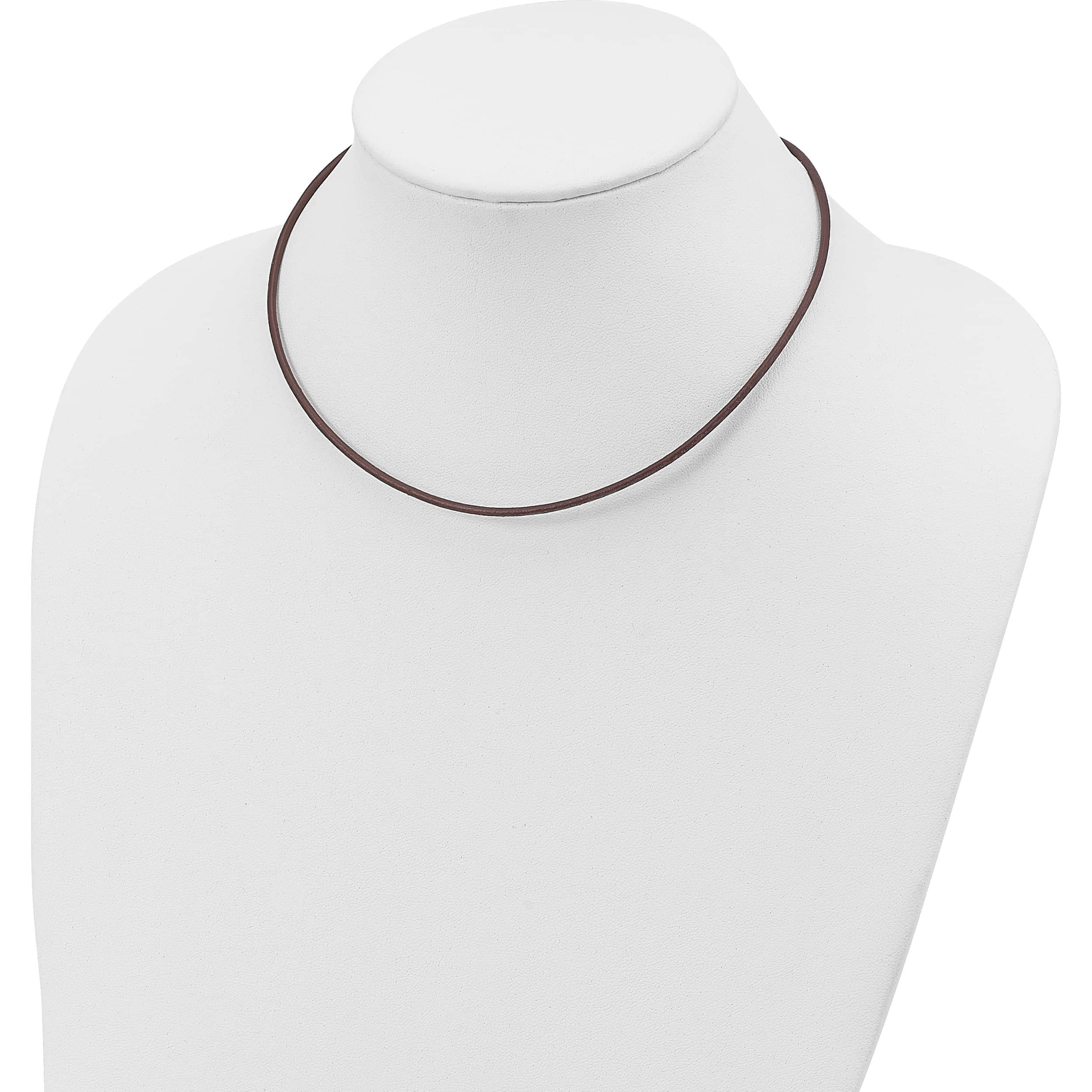 Sterling Silver 20Inch 2mm Brown Leather Cord Necklace (20 X 2) Made In United States qg1307-20