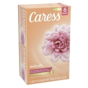Caress Daily Silk Moisturizing Soap, White Peach & Orange Blossom, 3.75 oz 6 Bars