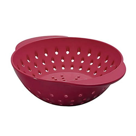 Tovolo Mini Quick Draining Berry Wash With Easy Grip Handles, Small Food Strainer for Berries & Fruit, Melamine Colander to Minimize Bruised Fruit, Cayenne Red