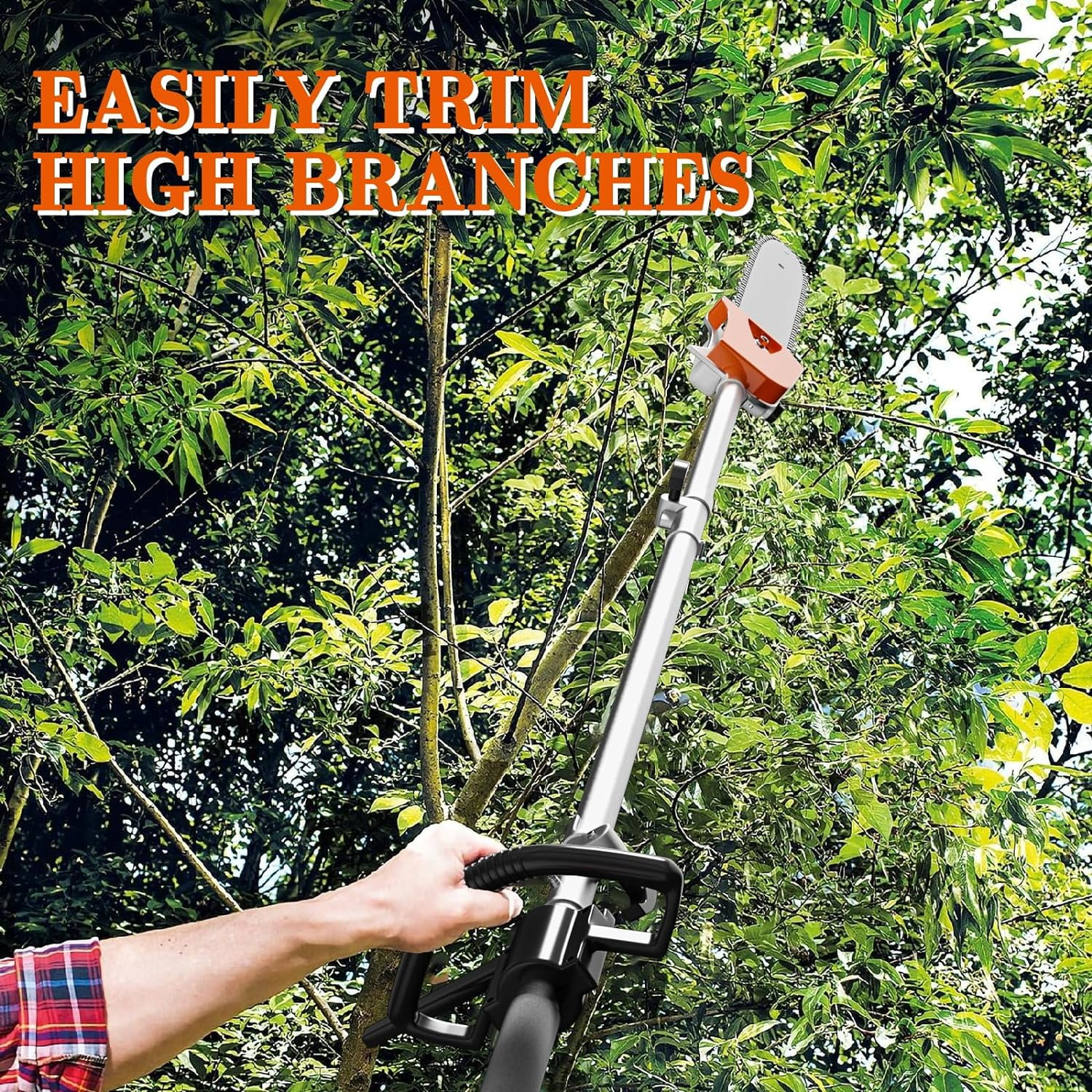 EAYSG 48cc Gas Powered Pole Saws,2-Stroke Gas Pole Saws for Tree Trimming with11.5in Cutting Bar,16 FT Extendable Pole Chainsaw Tree Trimmer