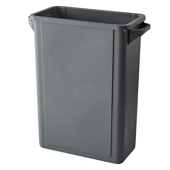 16 Gallon Gray Slim Tall Plastic Industrial Trash Can for Kitchen and Restaurant