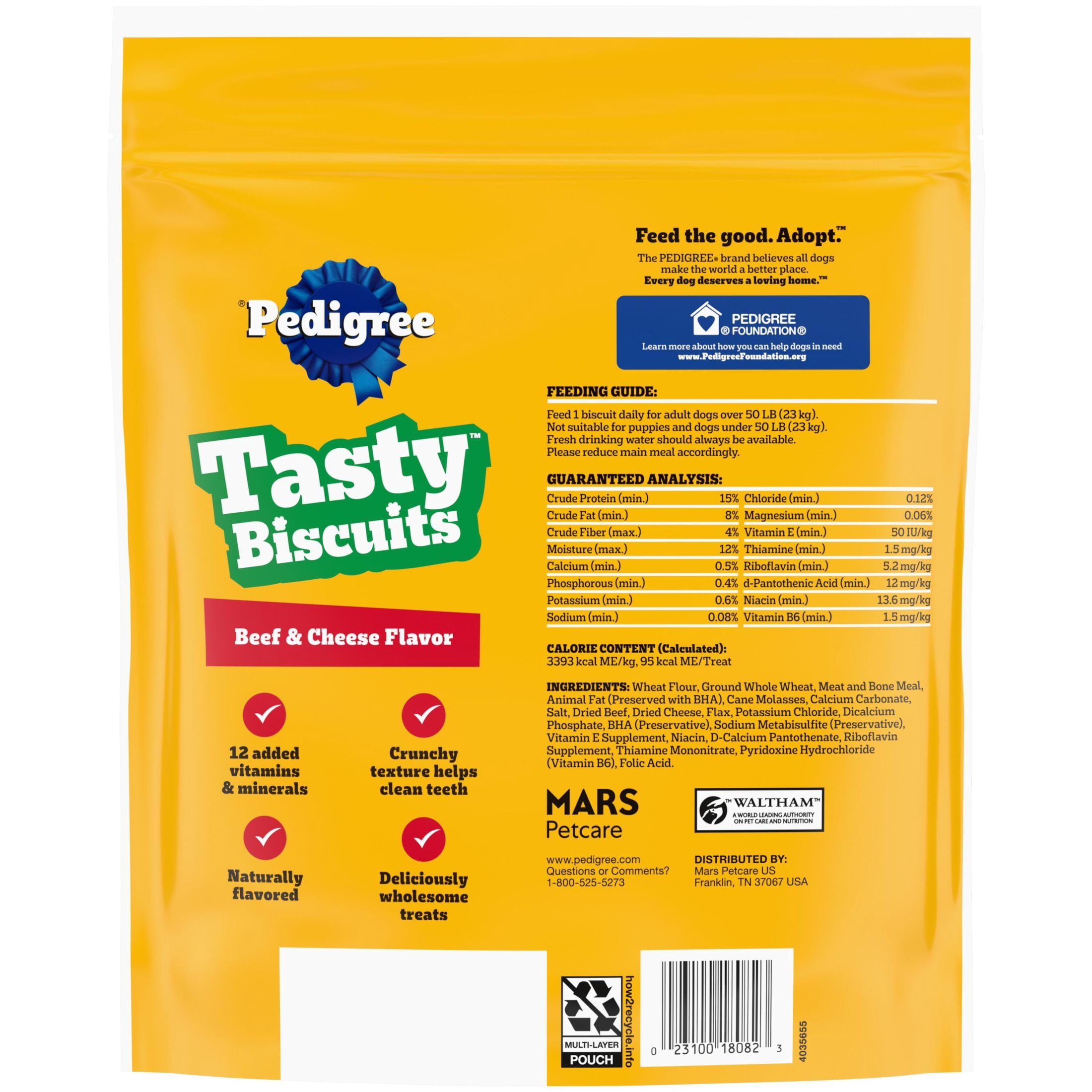 (4 pack) Pedigree Tasty Biscuits Large Dog Treats, Beef & Cheese Flavor, 24-oz Bag