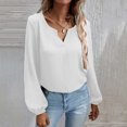 thumbnail image 2 of Womens Fashion Tops Loose Chiffon Shirts Temperament Solid Color Long Sleeves Bottoming Shirts for Everyday Wear, 2 of 8