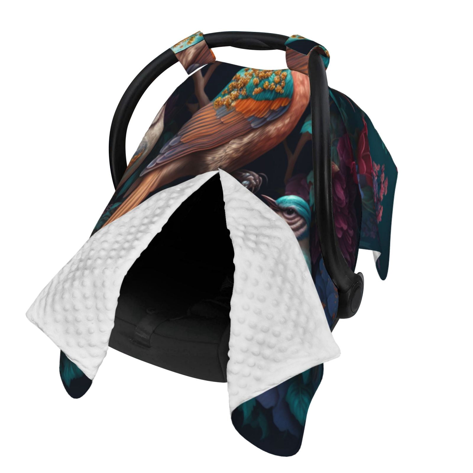 Naloa Colorful Rose Bird Baby Car Seat Cover, Breathable Baby Carrier Cover, Multiuse Baby Carrier Cover & Nursing Breastfeeding Cover